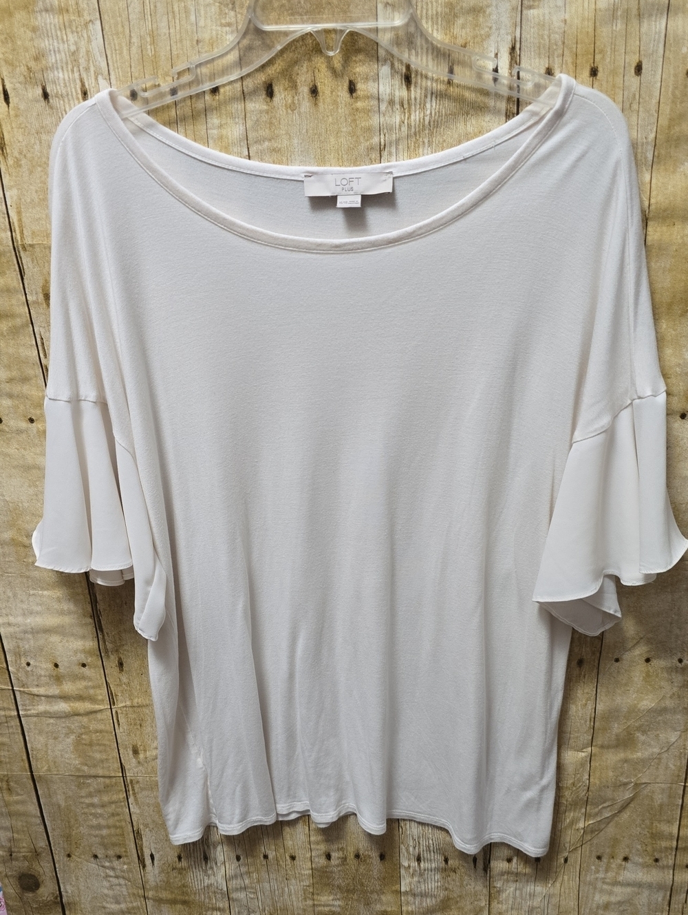 LOFT | Plus | Women's | Top |Cream | Short Ruffle Sleeves | Size 16